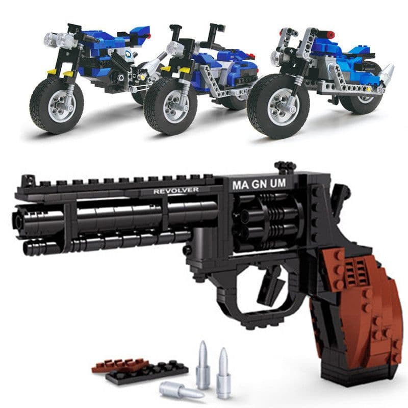image-OLIOOWL Building Blocks Motorcycle & Revolver Set 540pcs
