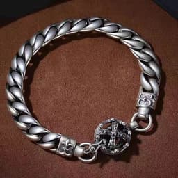 image-Cuban Bracelet King Crown Retro Copper Unisex