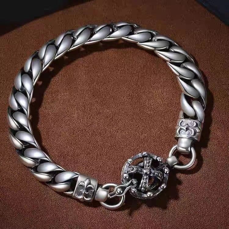 image-Cuban Bracelet King Crown Retro Copper Unisex