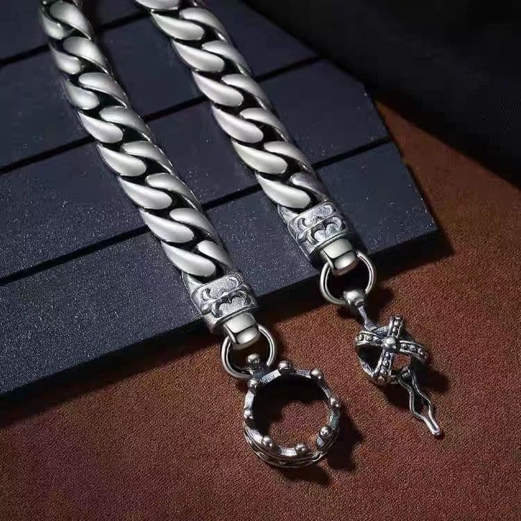 image-Cuban Bracelet King Crown Retro Copper Unisex