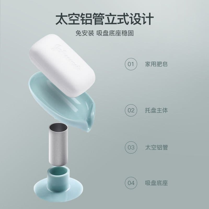 image-Soap Rack with Suction Cup, Space Gray PVC