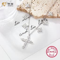image-925 Silver Cross Necklace for Women, 41-50cm