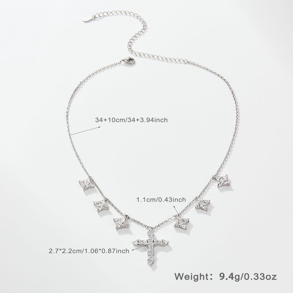 image-925 Silver Cross Necklace for Women, 41-50cm