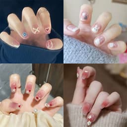 image-Aurora Armor Ballet Fake Nails with Bow Design