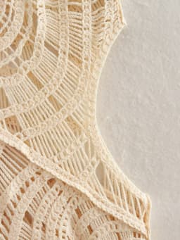 image-Summer V-Neck Crochet Hollow Polyester Dress