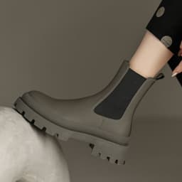 image-Bu Sheng Hua Women's Round Toe Cowhide Chimney Boots