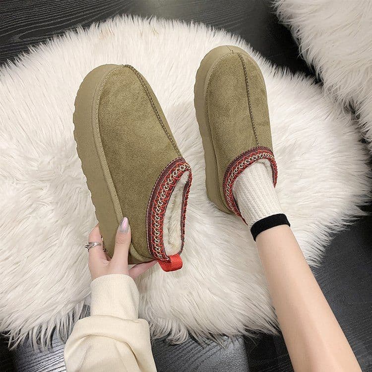 image-Women's Snow Boots Camel Sponge Cake Heel Short Barrel