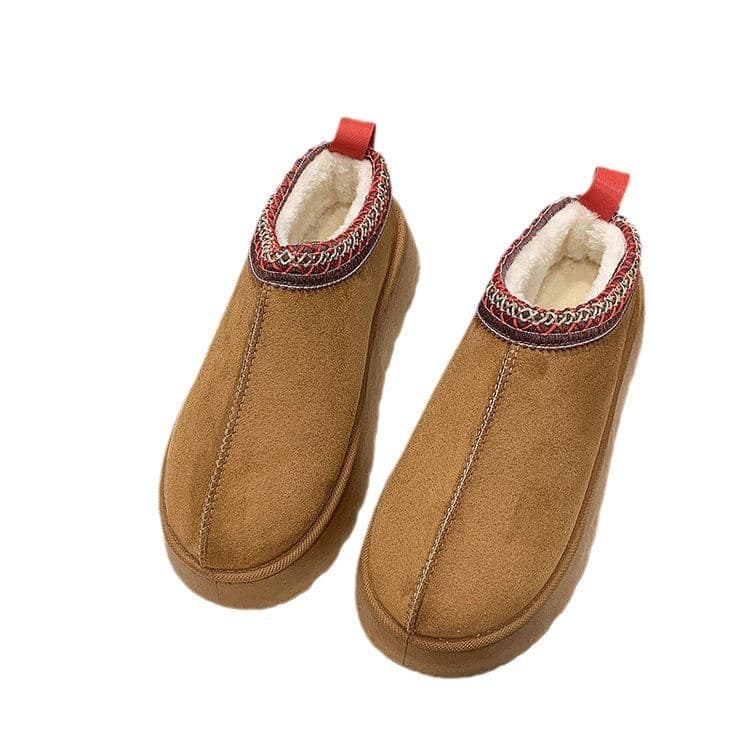 image-Women's Snow Boots Camel Sponge Cake Heel Short Barrel