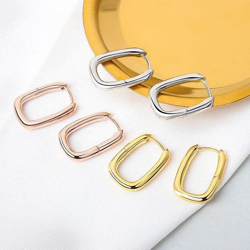image-Rose Gold Geometric Circle Earrings ED176