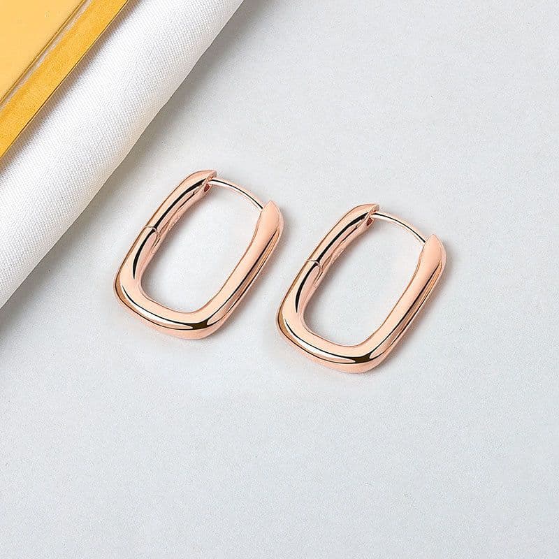 image-Rose Gold Geometric Circle Earrings ED176