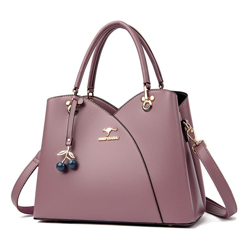 image-Women's Soft Leather Crossbody Bag Purple