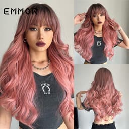 image-EMMOR Gradient Pink Long Curly Wig LC313 26in