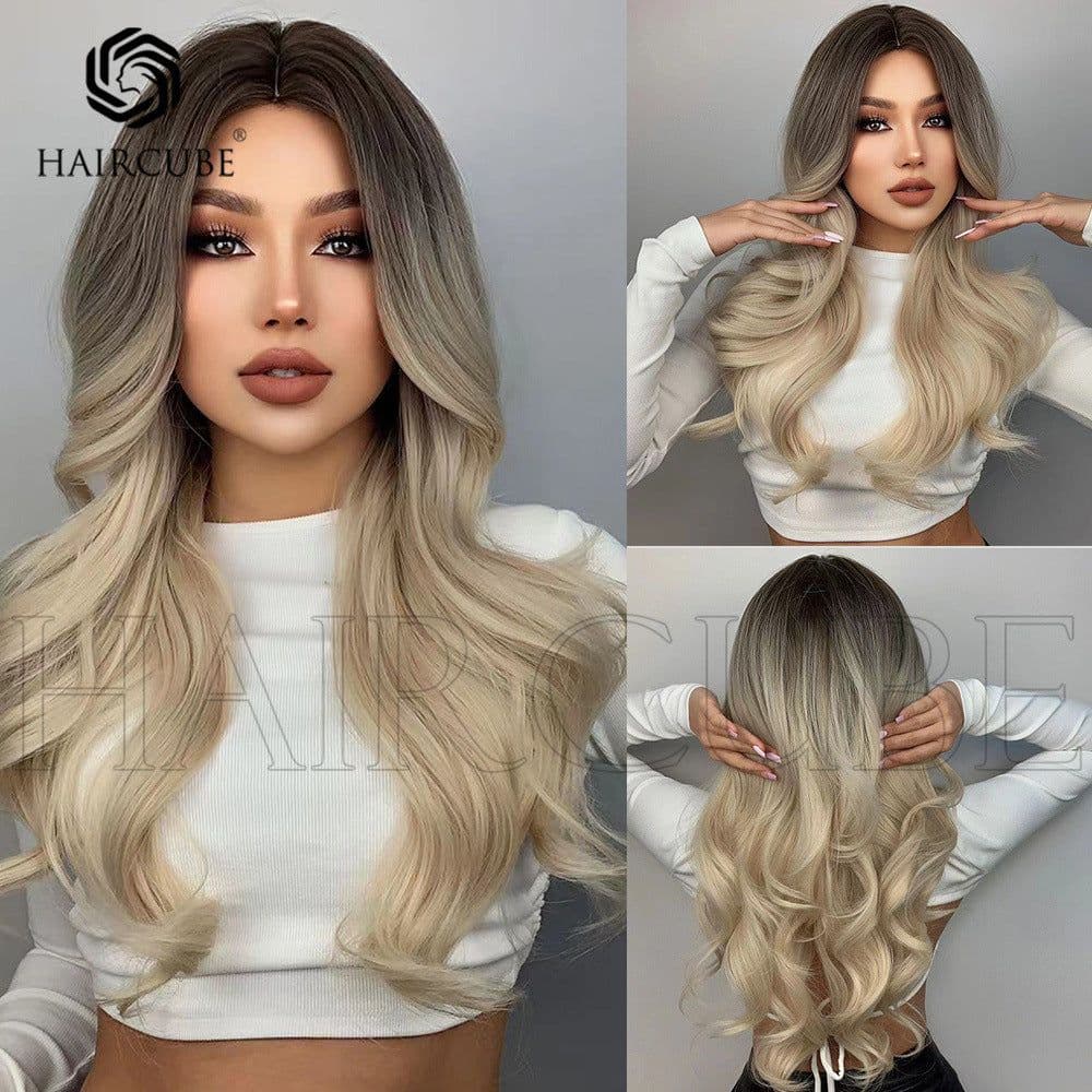 image-HAIRCUBE Long Curly Wig LC307-1 Gradient Off-White