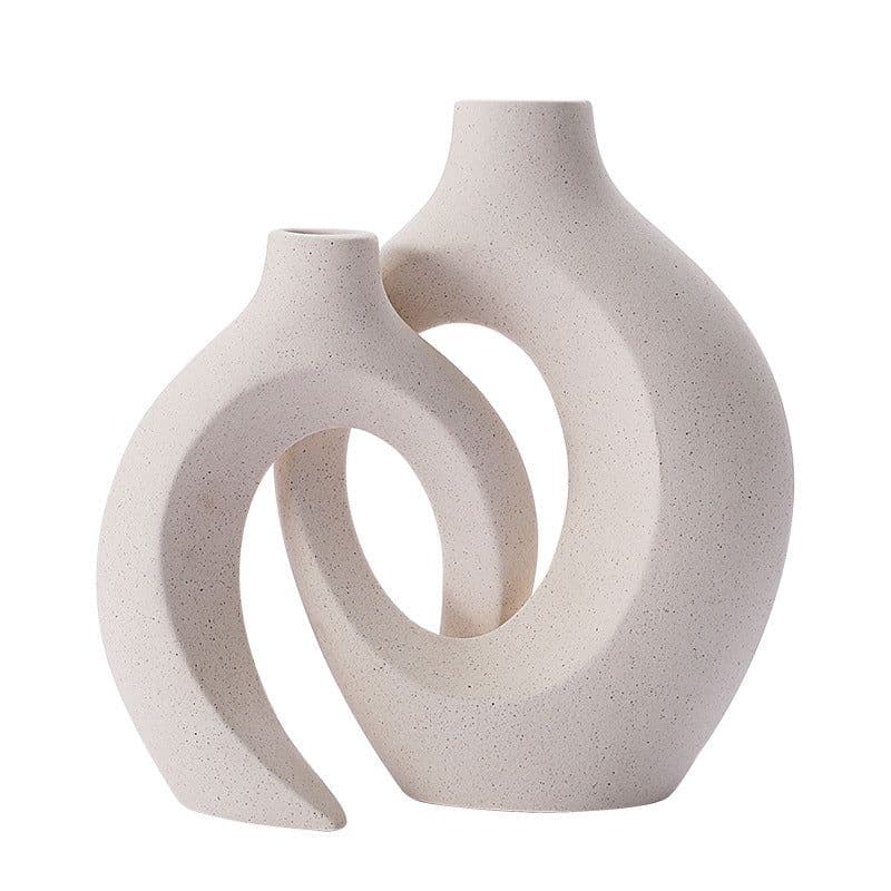 image-European Ceramic Vase, Hand-Painted, Black