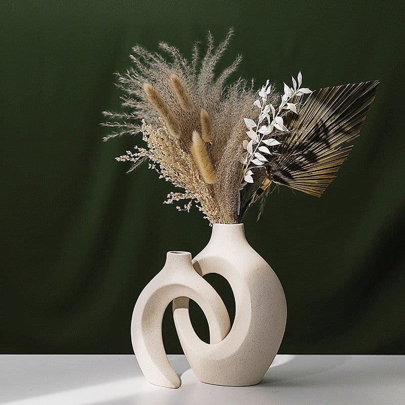 image-European Ceramic Vase, Hand-Painted, Black