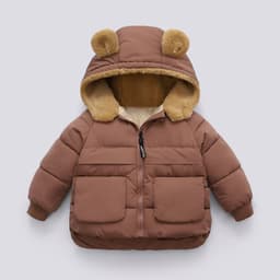 image-Children's Down Cotton Coat with Hood - Unisex