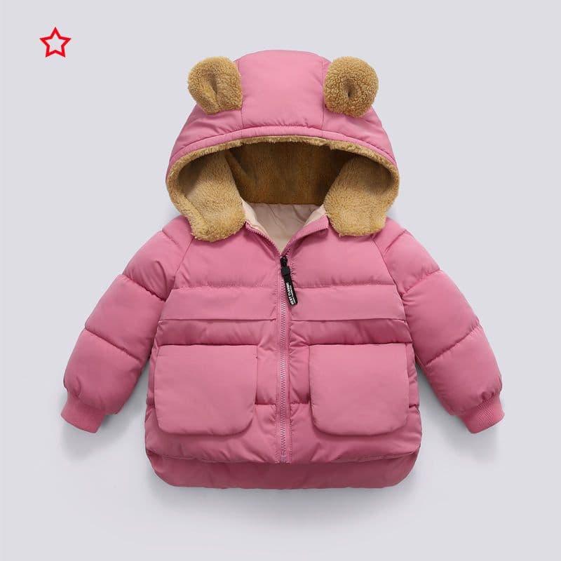 image-Children's Down Cotton Coat with Hood - Unisex