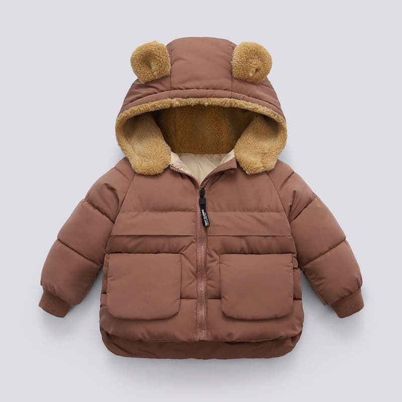 image-Children's Down Cotton Coat with Hood - Unisex