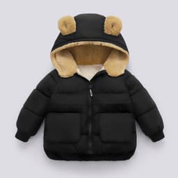 image-Children's Down Cotton Coat with Hood - Unisex