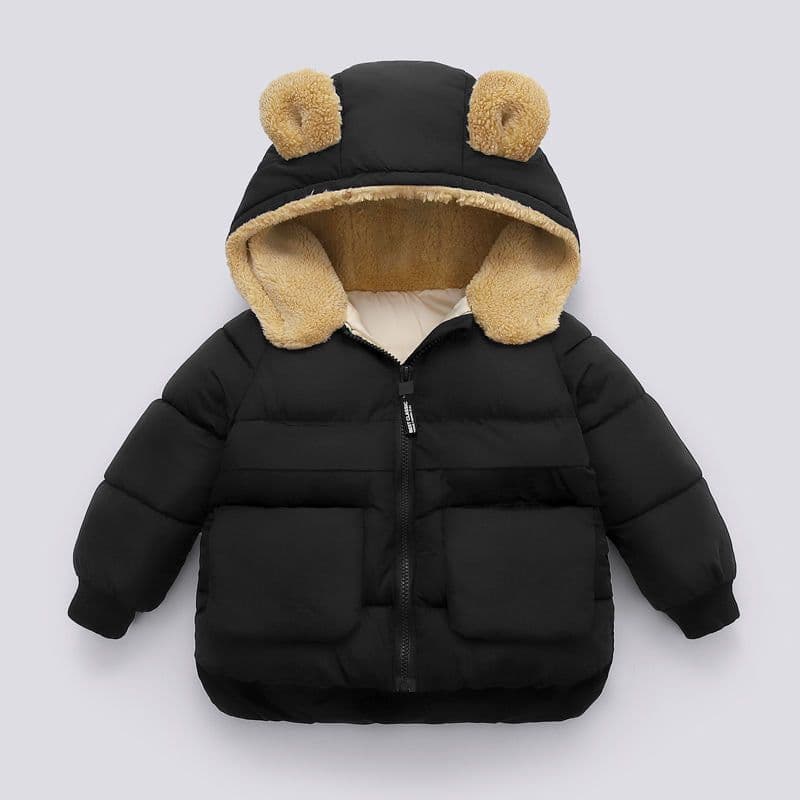 image-Children's Down Cotton Coat with Hood - Unisex