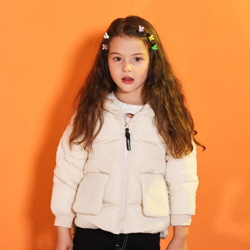 image-Children's Down Cotton Coat with Hood - Unisex