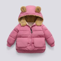 image-Children's Down Cotton Coat with Hood - Unisex