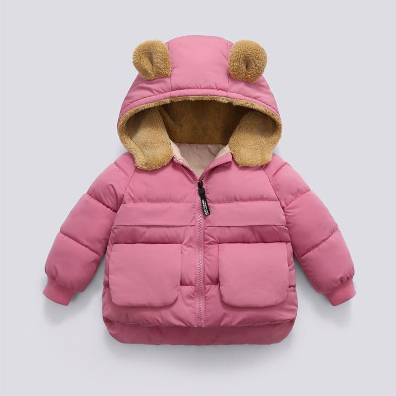 image-Children's Down Cotton Coat with Hood - Unisex