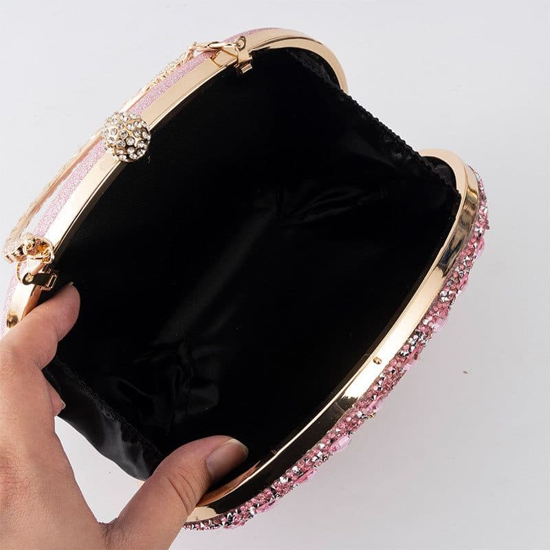 image-Xi En Sunflower Diamond Evening Bag, Oval Silver