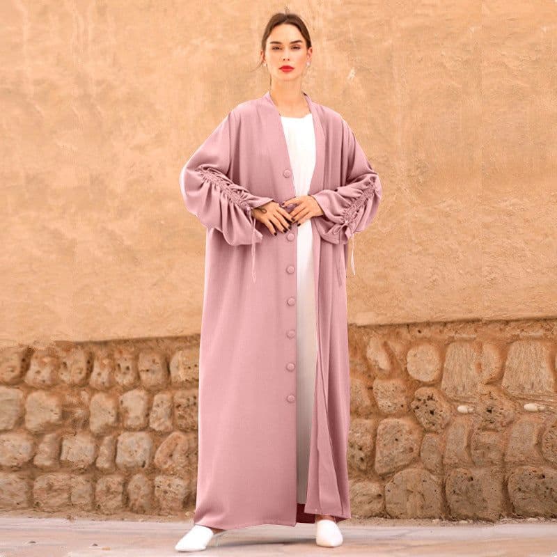 image-Sufman Women's Muslim Abaya Cardigan Robe Brown XXL