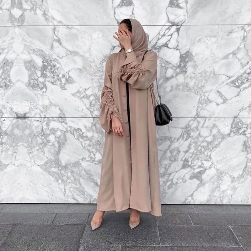 image-Sufman Women's Muslim Abaya Cardigan Robe Brown XXL