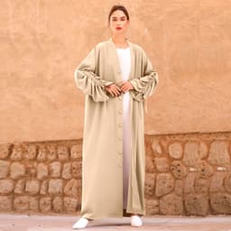 image-Sufman Women's Muslim Abaya Cardigan Robe Brown XXL