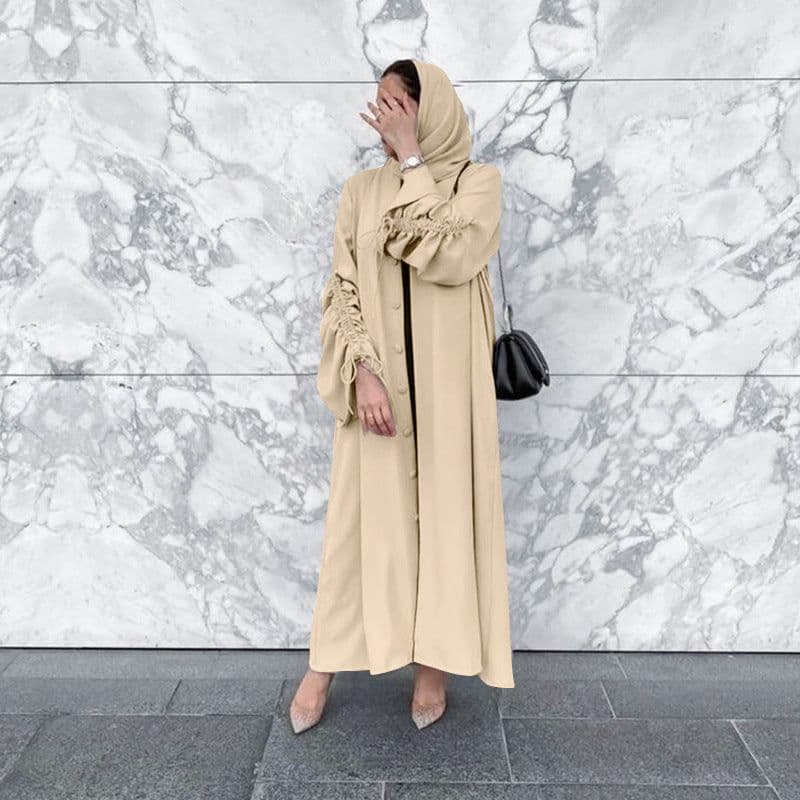 image-Sufman Women's Muslim Abaya Cardigan Robe Brown XXL