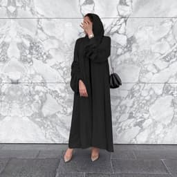 image-Sufman Women's Muslim Abaya Cardigan Robe Brown XXL
