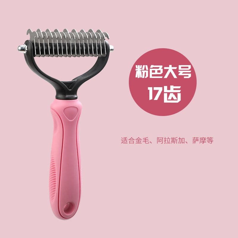 image-Pet Comb Brush, Stainless Steel, Double-Sided Needle