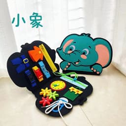 image-Montessori Dinosaur Felt Learning Board Busy Board