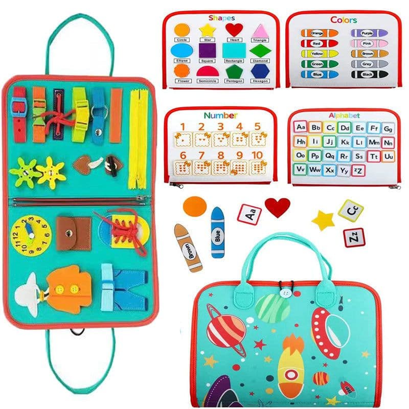 image-Montessori Dinosaur Felt Learning Board Busy Board