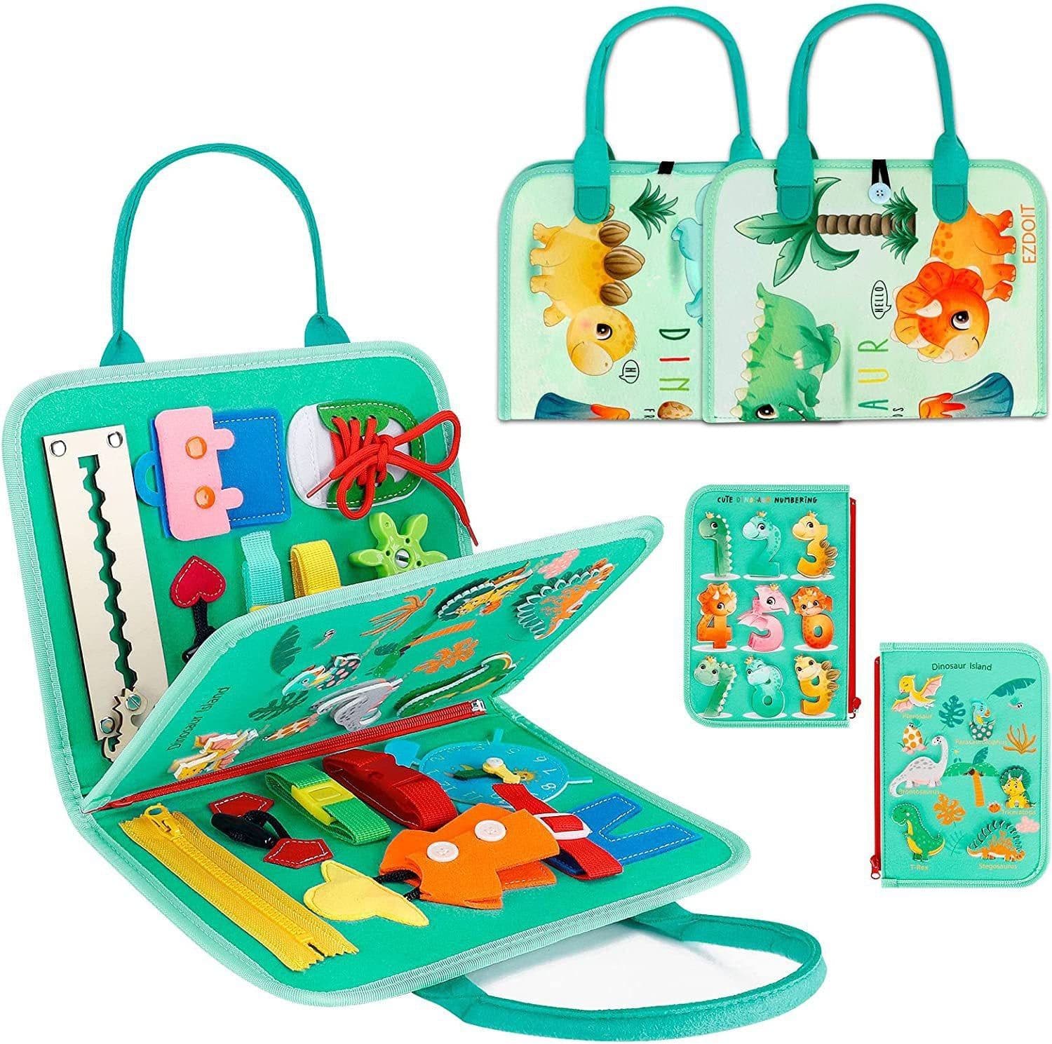 image-Montessori Dinosaur Felt Learning Board Busy Board