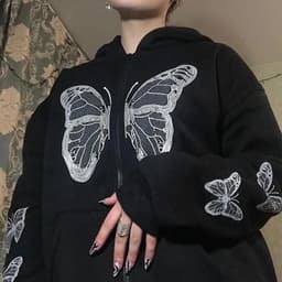 image-Women's Y2K Butterfly Print Hoodie Sweatshirt