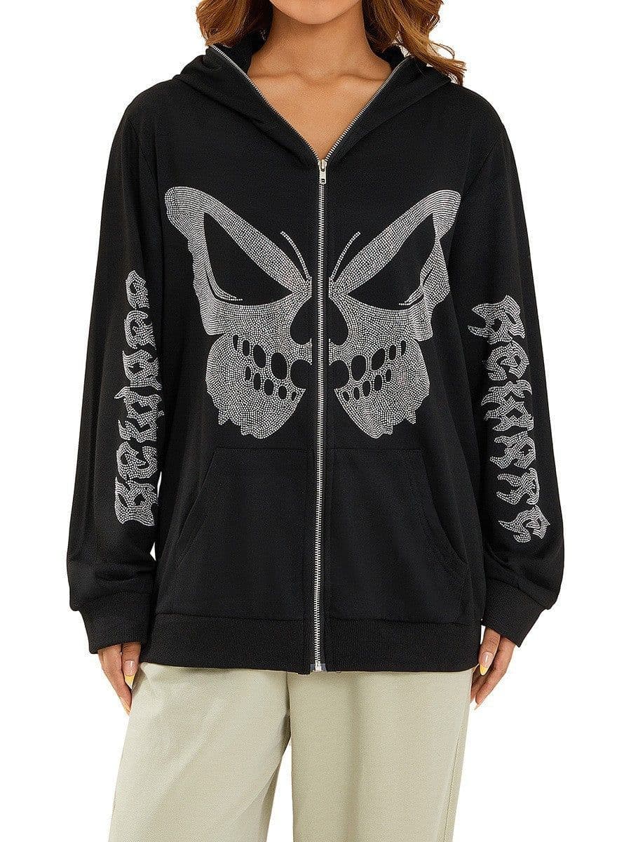 image-Women's Y2K Butterfly Print Hoodie Sweatshirt