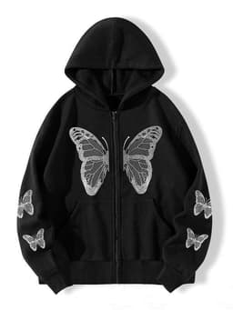 image-Women's Y2K Butterfly Print Hoodie Sweatshirt