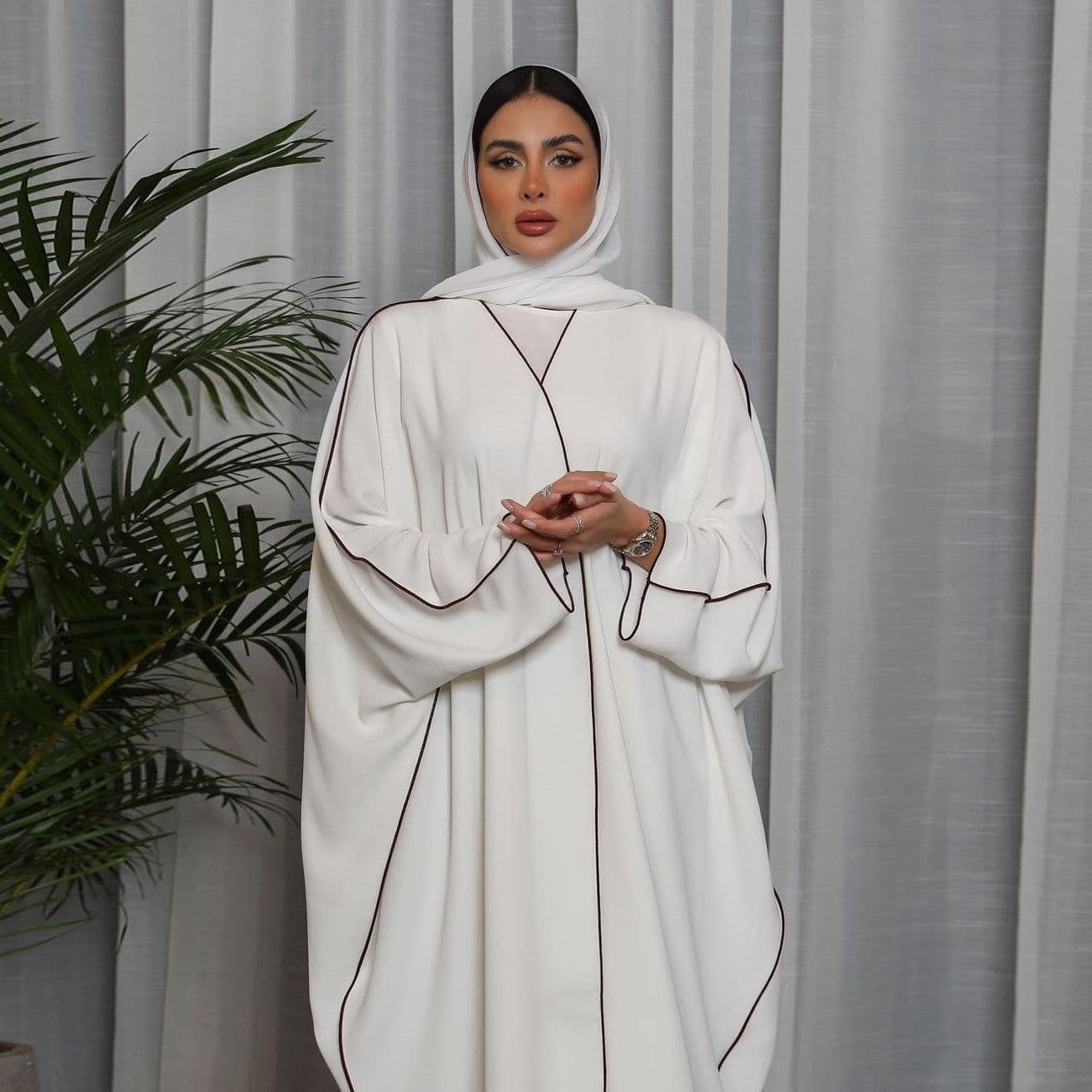 image-MQ063 Women's Abaya Robe White Polyester