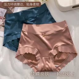 image-Women's High-Waisted Ice Silk Briefs with Mulberry Silk Lining