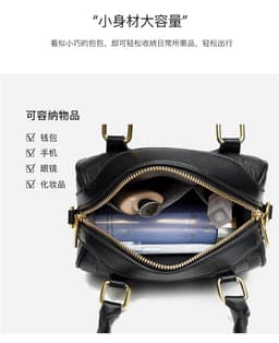 image-Genuine Leather Crossbody Tote Bag with Zipper