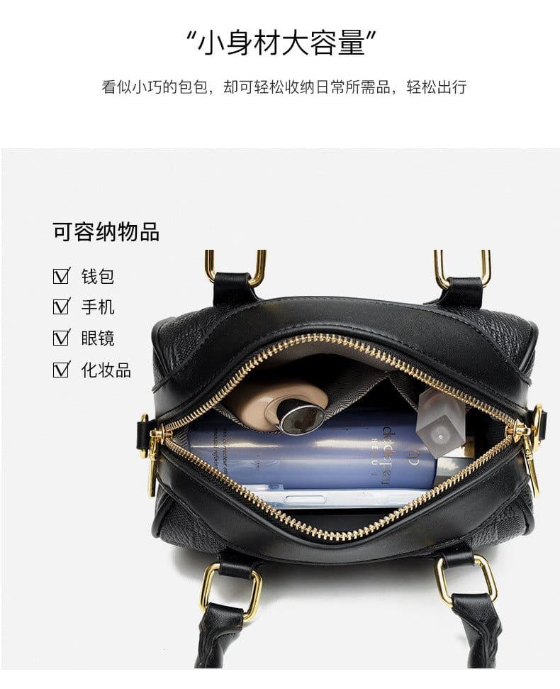 image-Genuine Leather Crossbody Tote Bag with Zipper