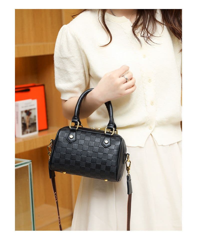image-Genuine Leather Crossbody Tote Bag with Zipper