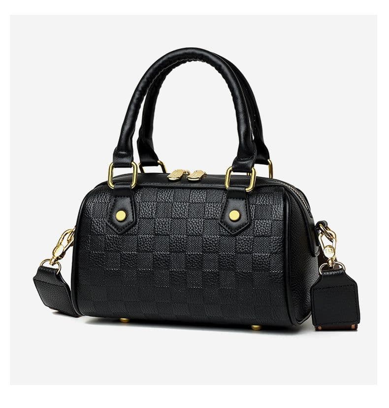 image-Genuine Leather Crossbody Tote Bag with Zipper