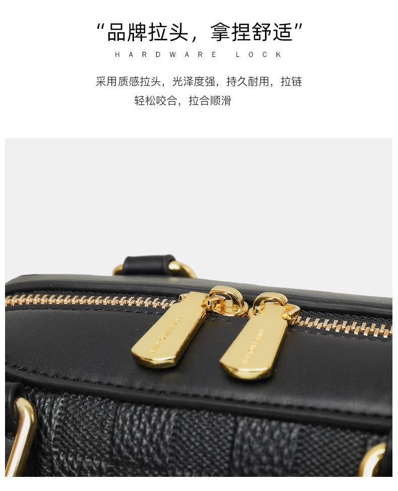 image-Genuine Leather Crossbody Tote Bag with Zipper