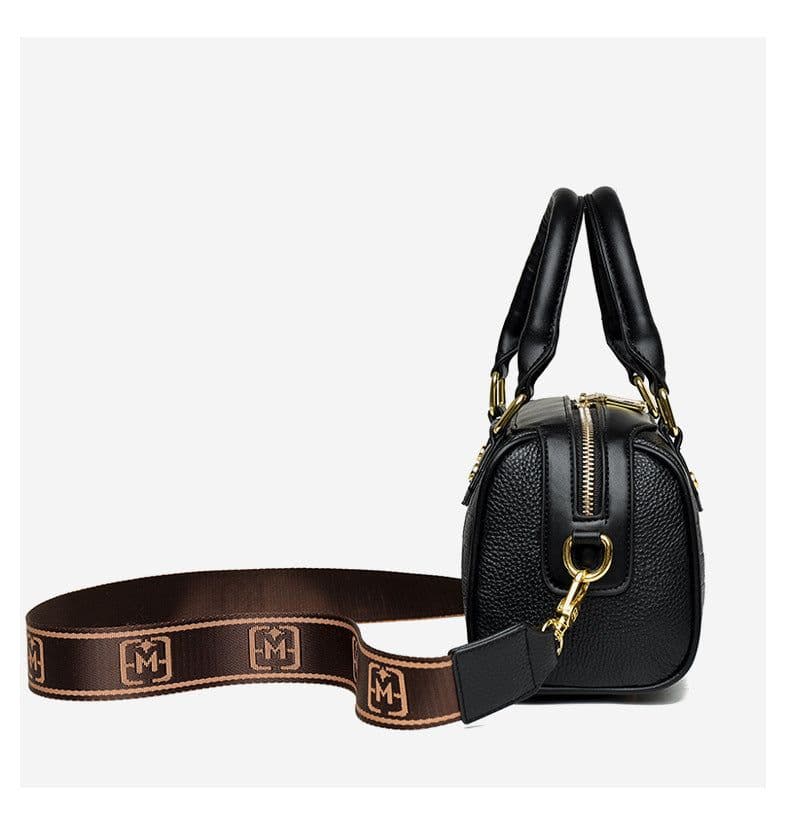 image-Genuine Leather Crossbody Tote Bag with Zipper