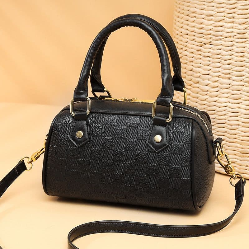 image-Genuine Leather Crossbody Tote Bag with Zipper