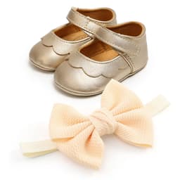 image-Baby Princess Shoes with Headband, Size 13cm, Pink